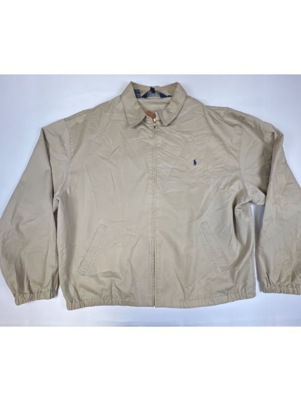 Polo Ralph Lauren Men XL Beige Harrington Jacket Full Zip Cotton Windbreaker